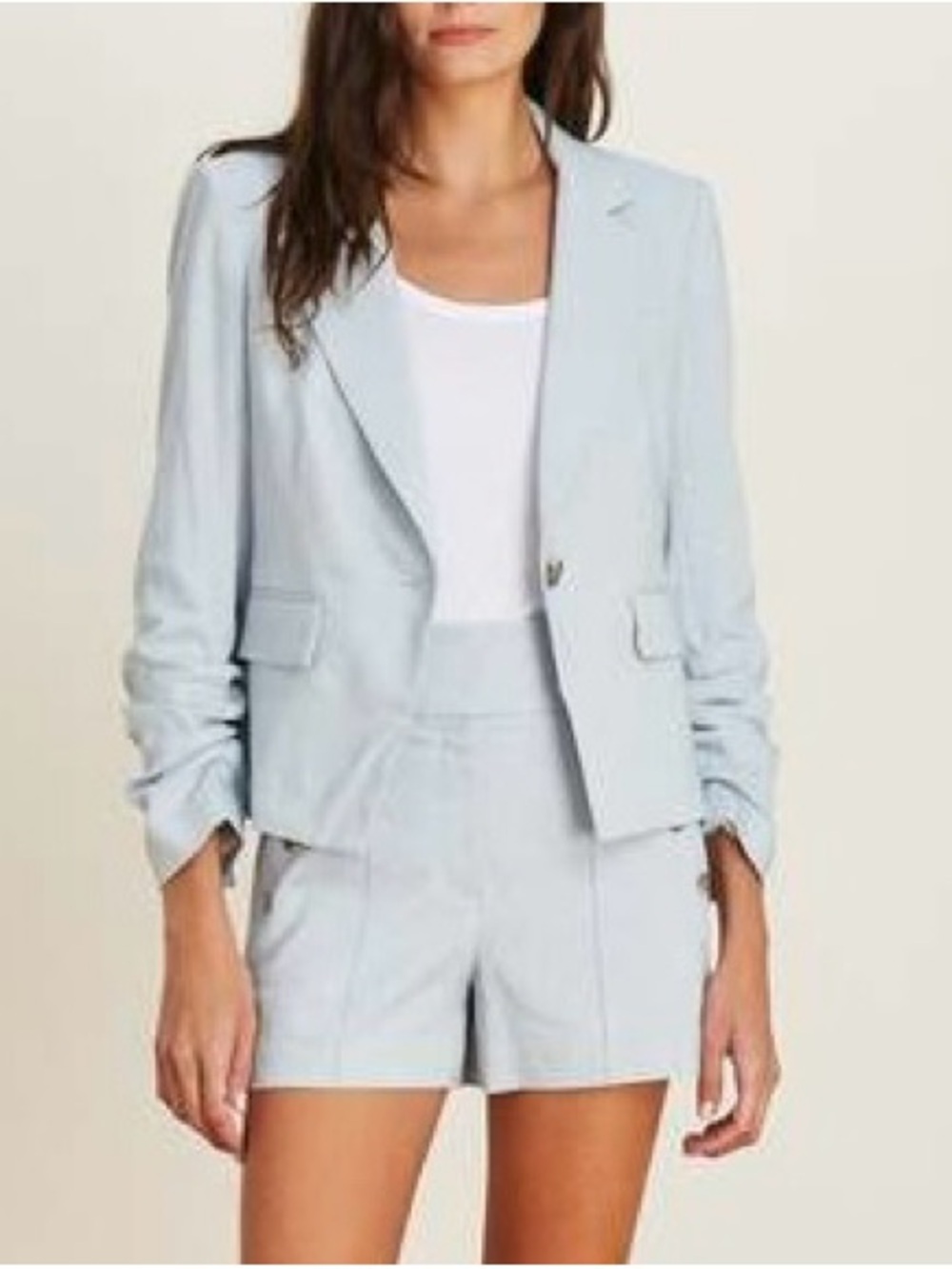 Veronica Beard Aaliyah Stretch-Linen Dickey Jacket in Heathered Vapor | 16 |NWT